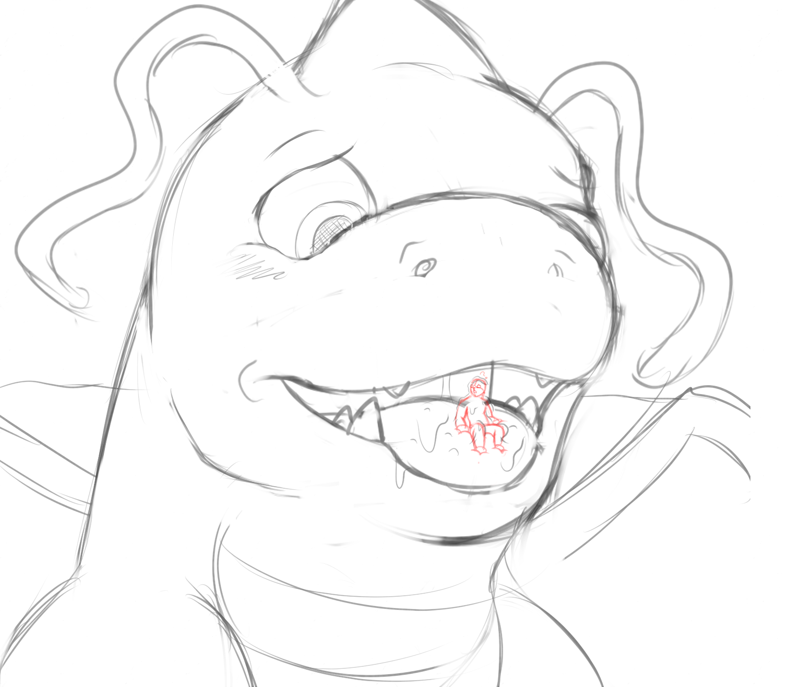 1600x1400 Sketch Wip] Dragonite Vore By Suddendraft - Wip Sketch