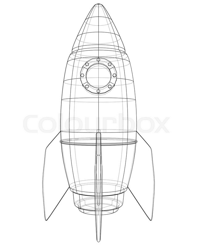 639x800 Rocket Sketch. Vector Rendering Of 3d. Wire Frame Style. The - Wire Sketch