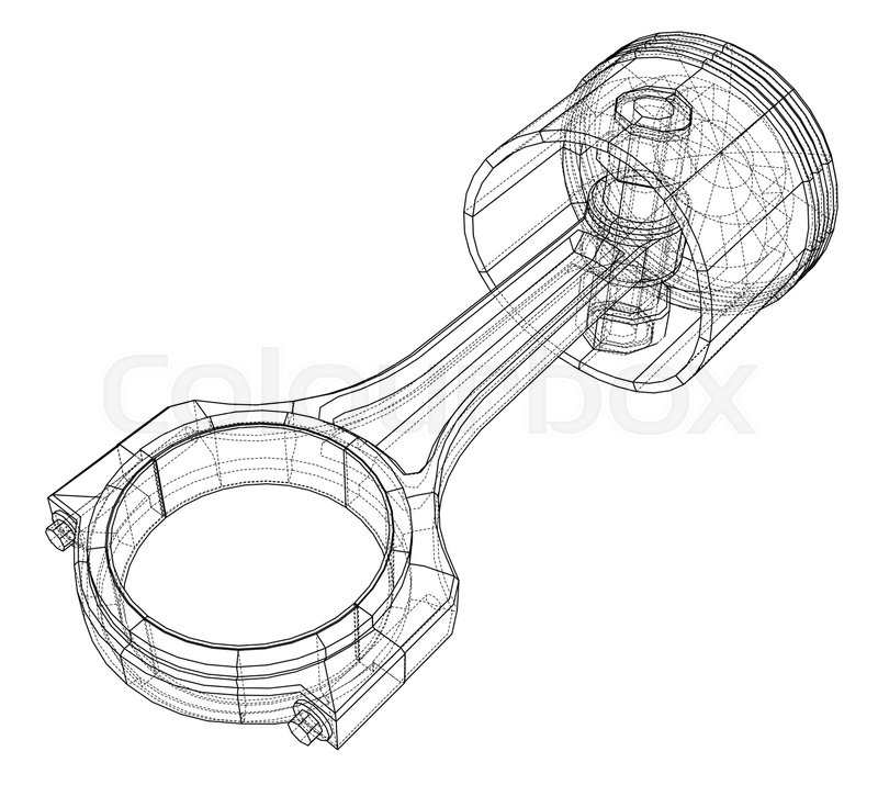 800x715 Sketch Of Piston. Vector Rendering Of 3d. Wire Frame Style. The - Wire Sketch