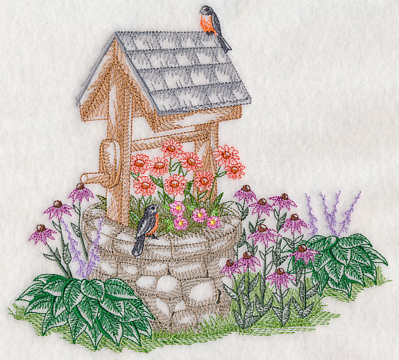 575x519 Machine Embroidery Designs - Wishing Well Sketch
