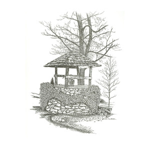 300x300 Wishing Well Drawing By Charles Roy Smith - Wishing Well Sketch