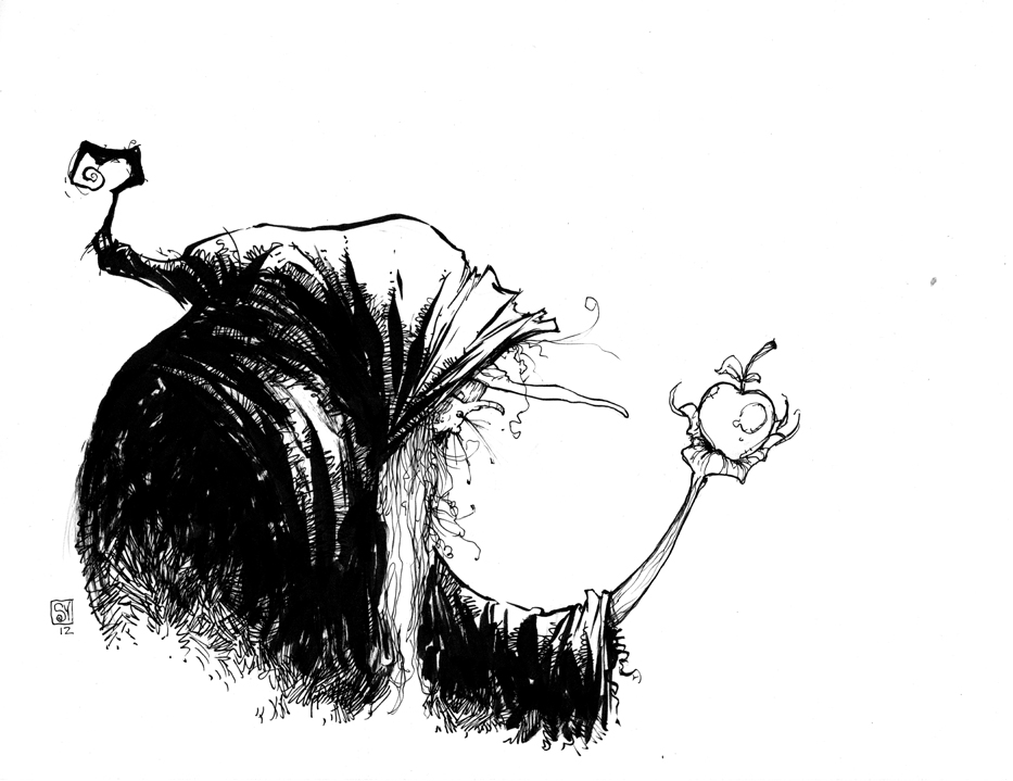 933x719 Old Witch And The Apple Daily Sketch - Witch Sketch