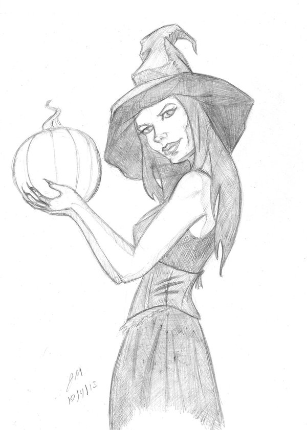 600x841 Daily Sketch Halloween Witch 100413 By Jrmurray76 - Witch Sketch