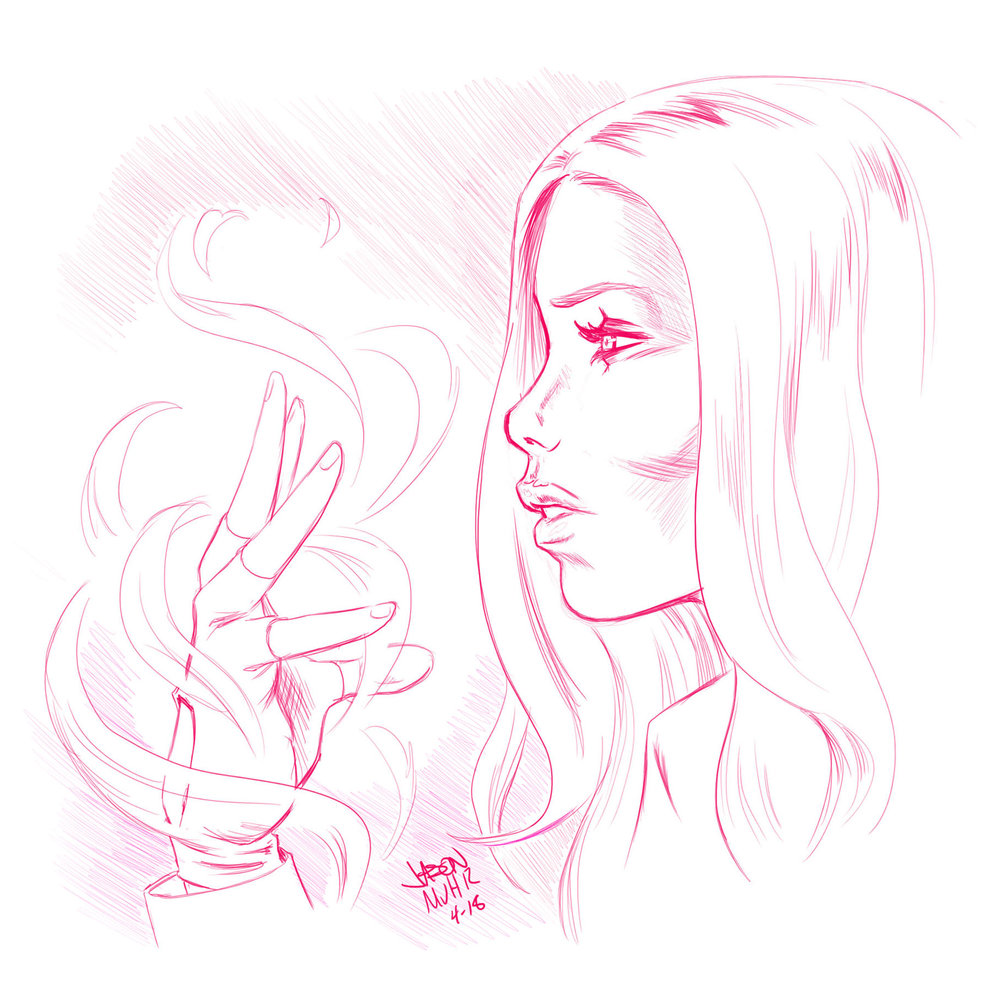 1000x991 Daily Sketch Scarlet Witch Jason Muhr - Witch Sketch