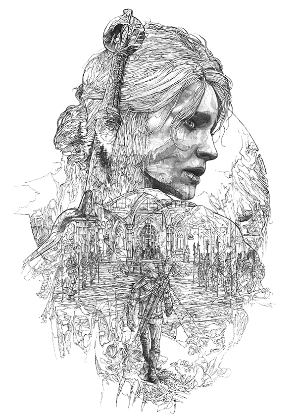 600x842 The Witcher 3 Steelbooks On Behance - Witcher 3 Sketch