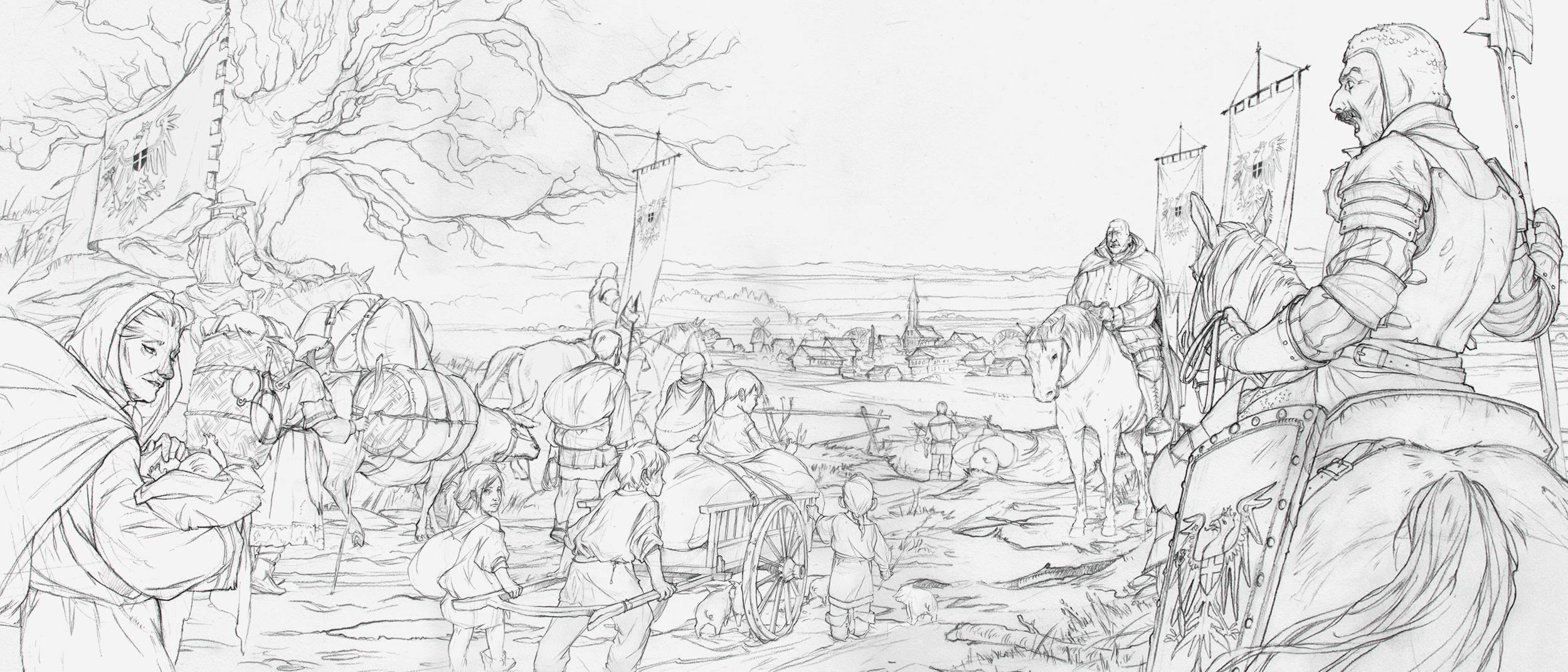 2500x1071 The Witcher 3 Wild Hunt On Behance - Witcher 3 Sketch