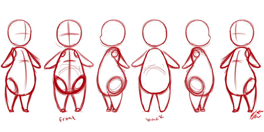 900x450 Chibi Rotation Base Sketch Weasyl - Wolf Base Sketch