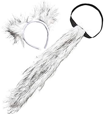 342x373 Mega Deluxe Grey Furry Werewolf Tail Ears Adult Unisex - Wolf Ears Sketch