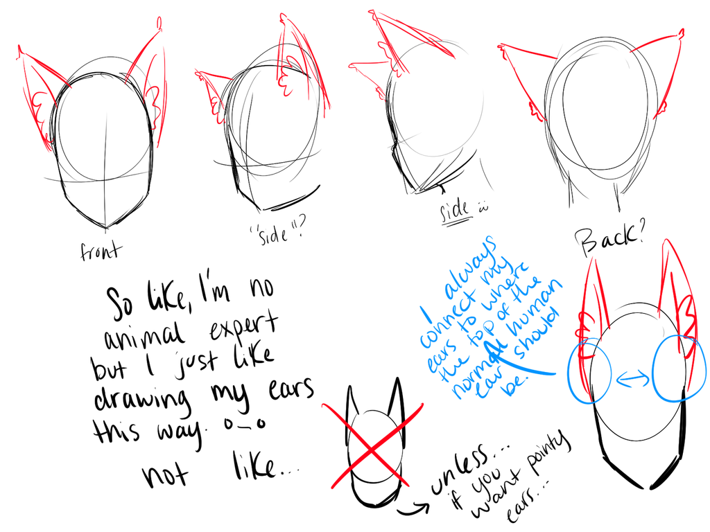 1024x768 Wolf Ear Tutorial By On @ - Wolf Ears Sketch