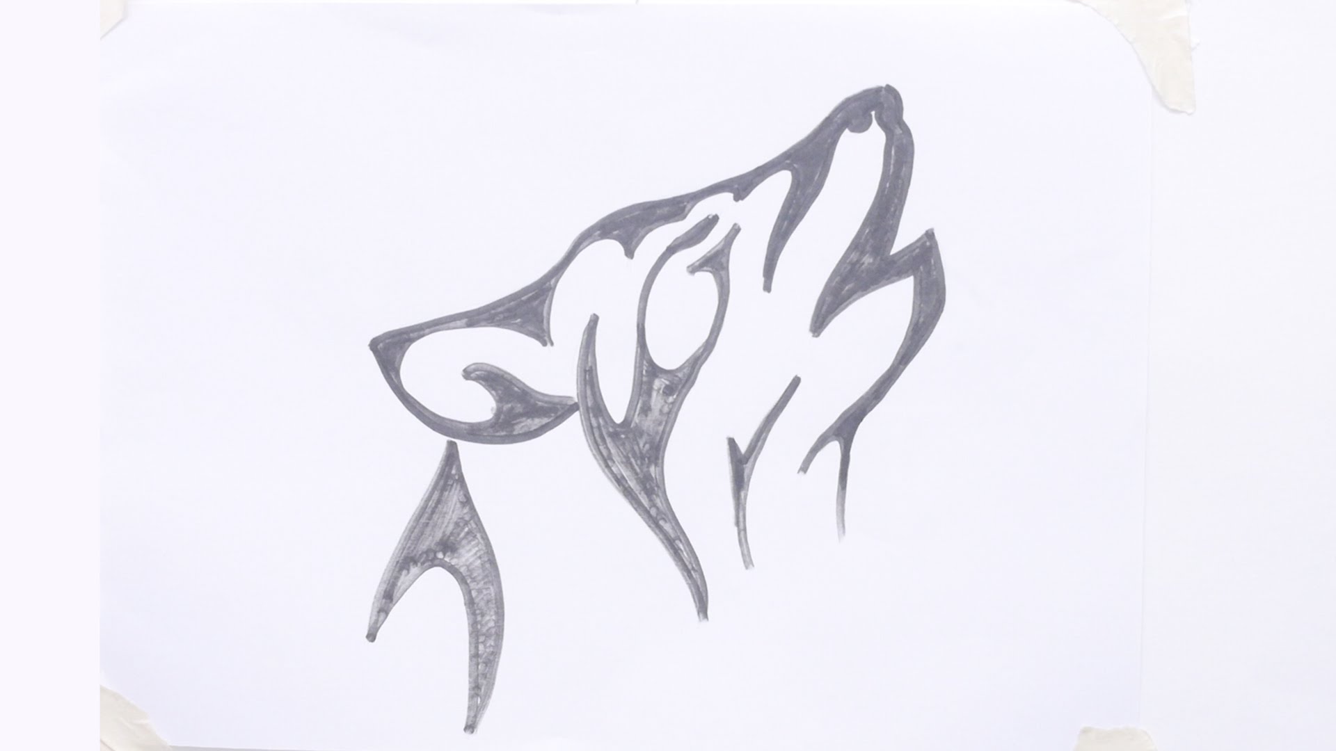 1920x1080 How To Draw A Wolf Head Tribal Tattoo - Wolf Head Sketch