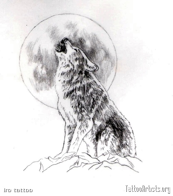 Wolf Howling At Moon Sketch at PaintingValley.com | Explore collection ...