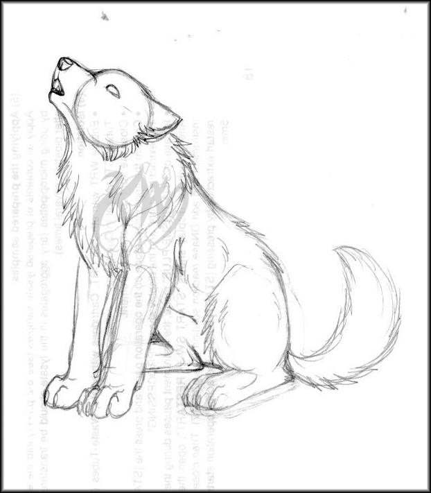 622x711 Wolf Howl Sketch By Kendawolf - Wolf Howling Sketch