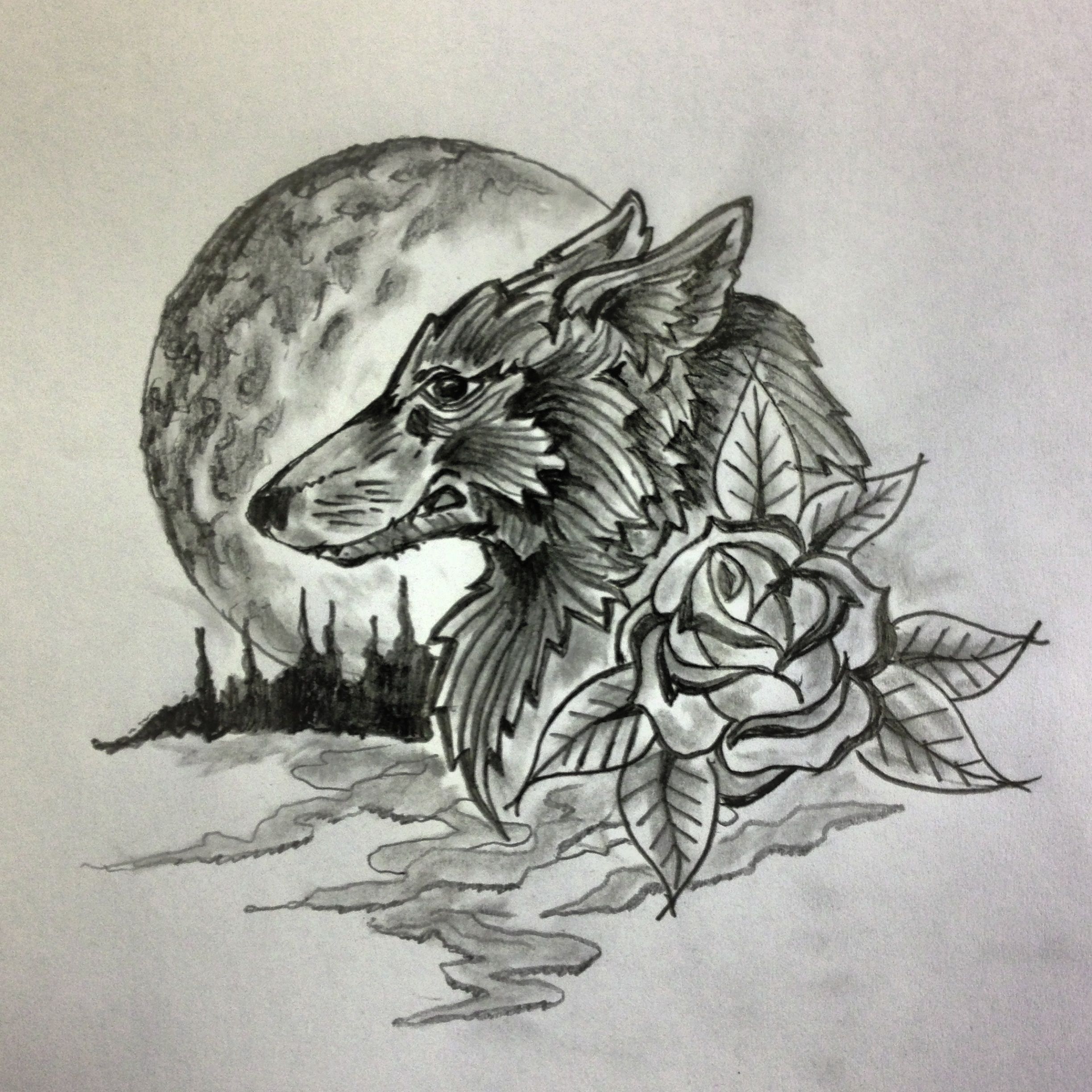 2448x2448 Wolf Moon Flower Tattoo Tattoo Art Sketches - Wolf Moon Sketch