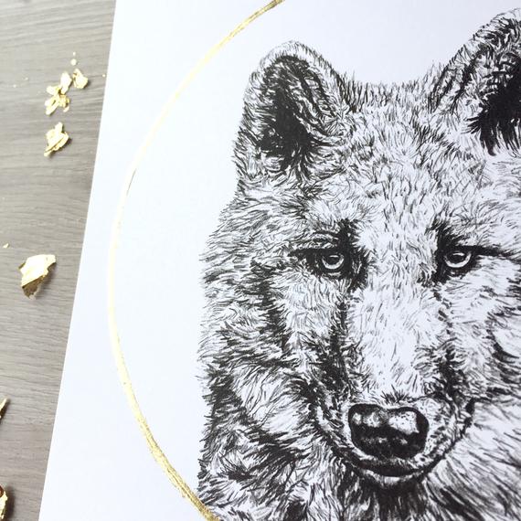 570x570 Wolf January Wolf Moon Print Of An Original Graphite Drawing Etsy - Wolf Moon Sketch