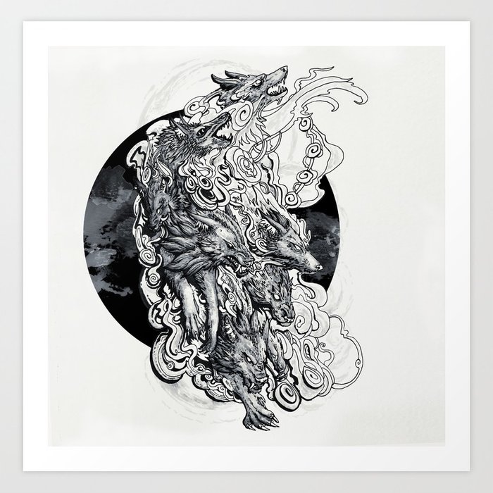 700x700 Wolf Moon Art Print By Thingsbydiana Society6 - Wolf Moon Sketch