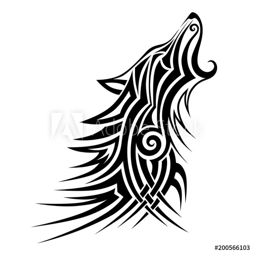 500x500 Wolf Tattoo Wolf Tattoo Tribal Vector Design Sketch. Simple Logo - Wolf Moon Sketch