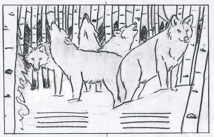 680x435 The Ways Of The Wolf Illustration Process Jonathan Woodward - Wolf Pack Sketch