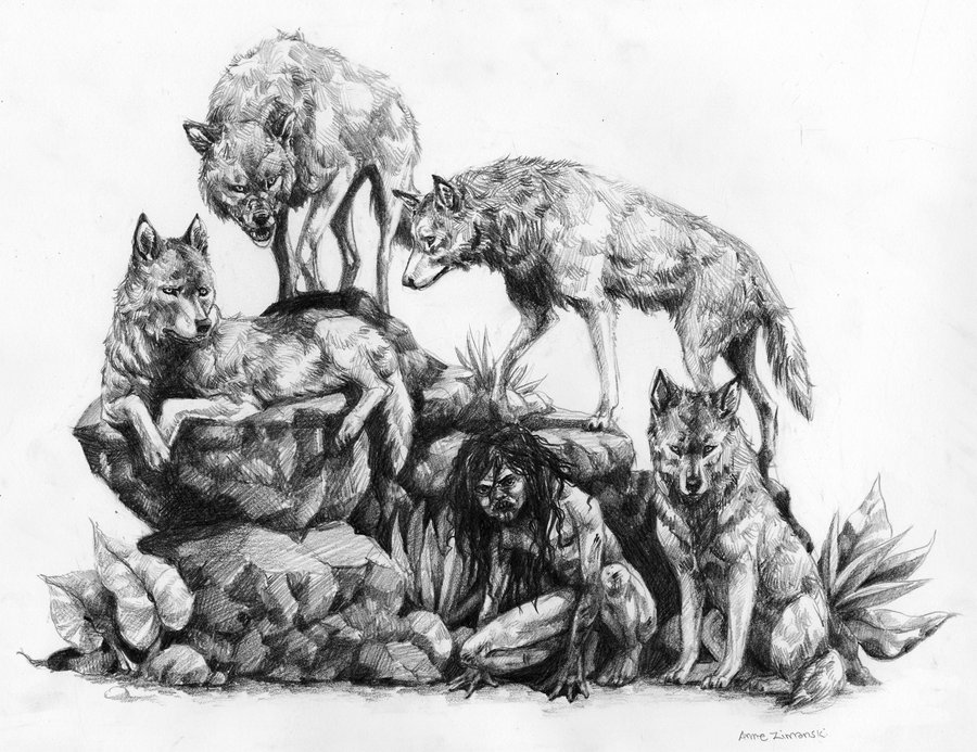 Wolf Pack Sketch at PaintingValley.com | Explore collection of Wolf ...