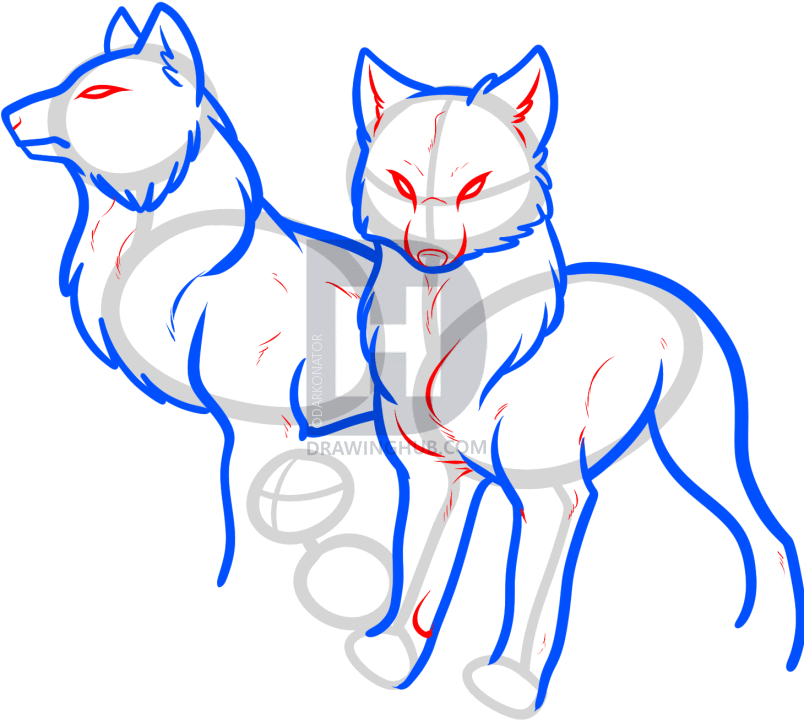 804x720 How To Draw A Wolf Pack, Pack Of Wolves, Step By Step, Drawing - Wolf Pack Sketch