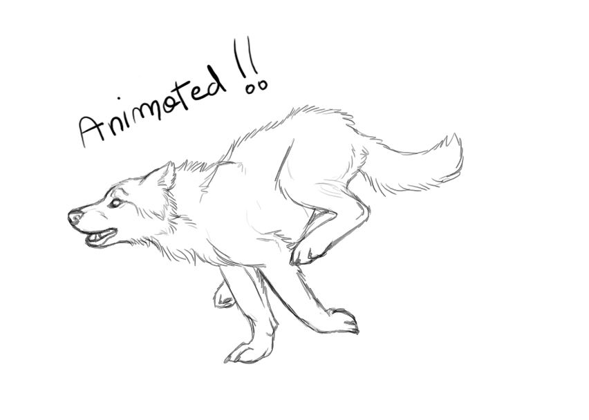 852x608 Running Wolf - Wolf Running Sketch