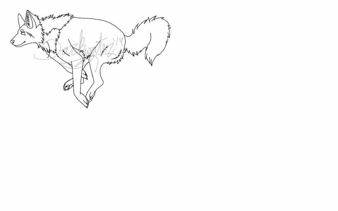 1131x707 Wolf Running Sketchlined Somewhat By Darkwater18 - Wolf Running Sketch
