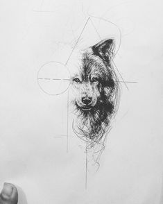 235x294 Black Ink Moon And Wolf Tattoo Design Next One - Wolf Tattoo Sketch