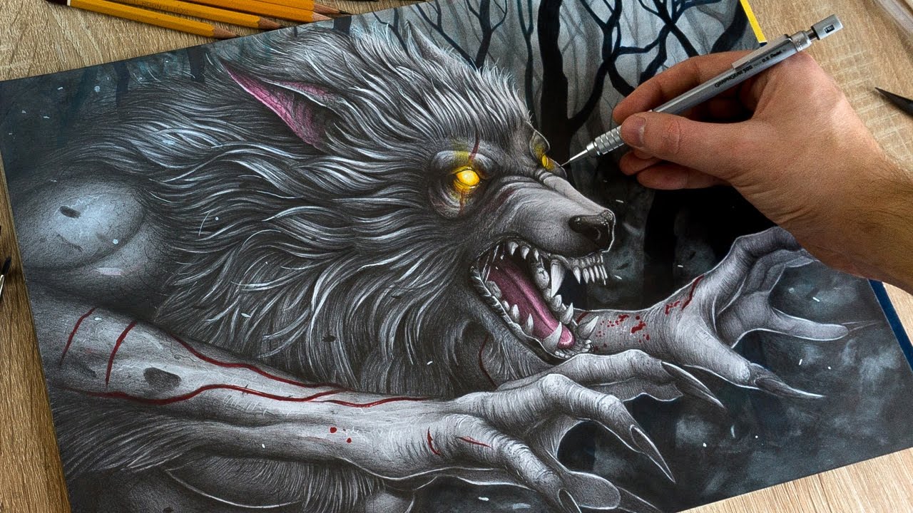 1280x720 Drawing Werewolf - Wolfman Sketch