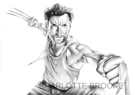 570x402 Wolverine Pencil Portrait Drawing Print Etsy - Wolverine Pencil Sketch