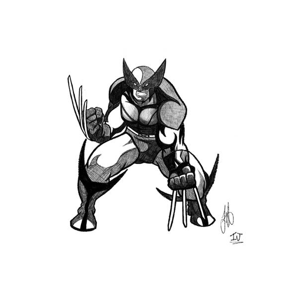 570x570 Wolverine Sketch Art Print Etsy - Wolverine Sketch Art