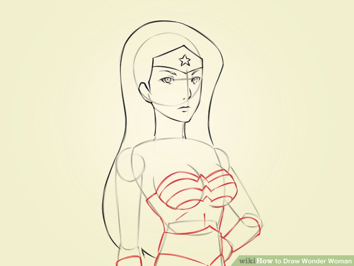 728x546 How To Draw Wonder Woman (With Pictures) - Woman Cartoon Sketch