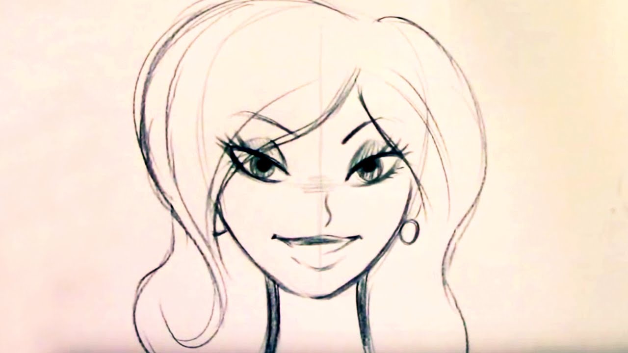 1280x720 How To Draw A Beautiful Woman - Woman Cartoon Sketch
