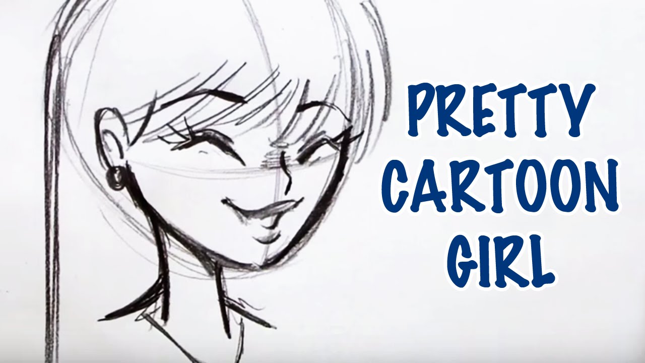 1280x720 How To Draw A Pretty Cartoon Girl (Step By Step) - Woman Cartoon Sketch