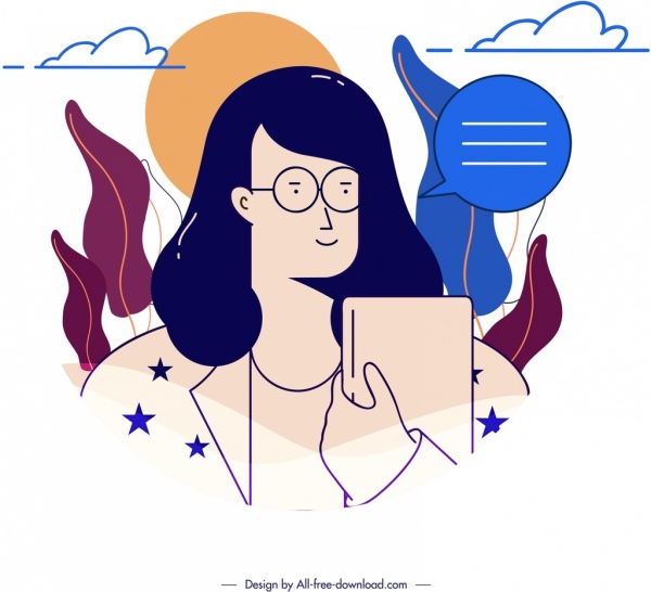 600x546 Woman Avatar Icon Classical Cartoon Character Sketch Free Vector - Woman Cartoon Sketch