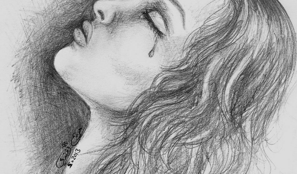 1024x600 Sketch Image Of A Crying Woman Woman Crying By Mirioom On - Woman Crying Sketch