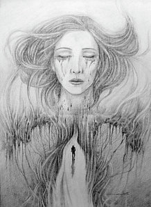 218x300 Woman Crying Drawings - Woman Crying Sketch