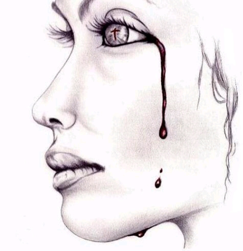 475x491 Woman Crying Blood A Drawing That I Did For My Sister - Woman Crying Sketch