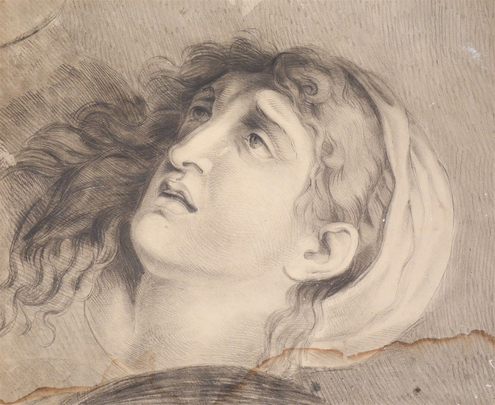 1600x1310 Estate Found Early 19c Old Master Charcoal Drawing Of Woman Crying - Woman Crying Sketch