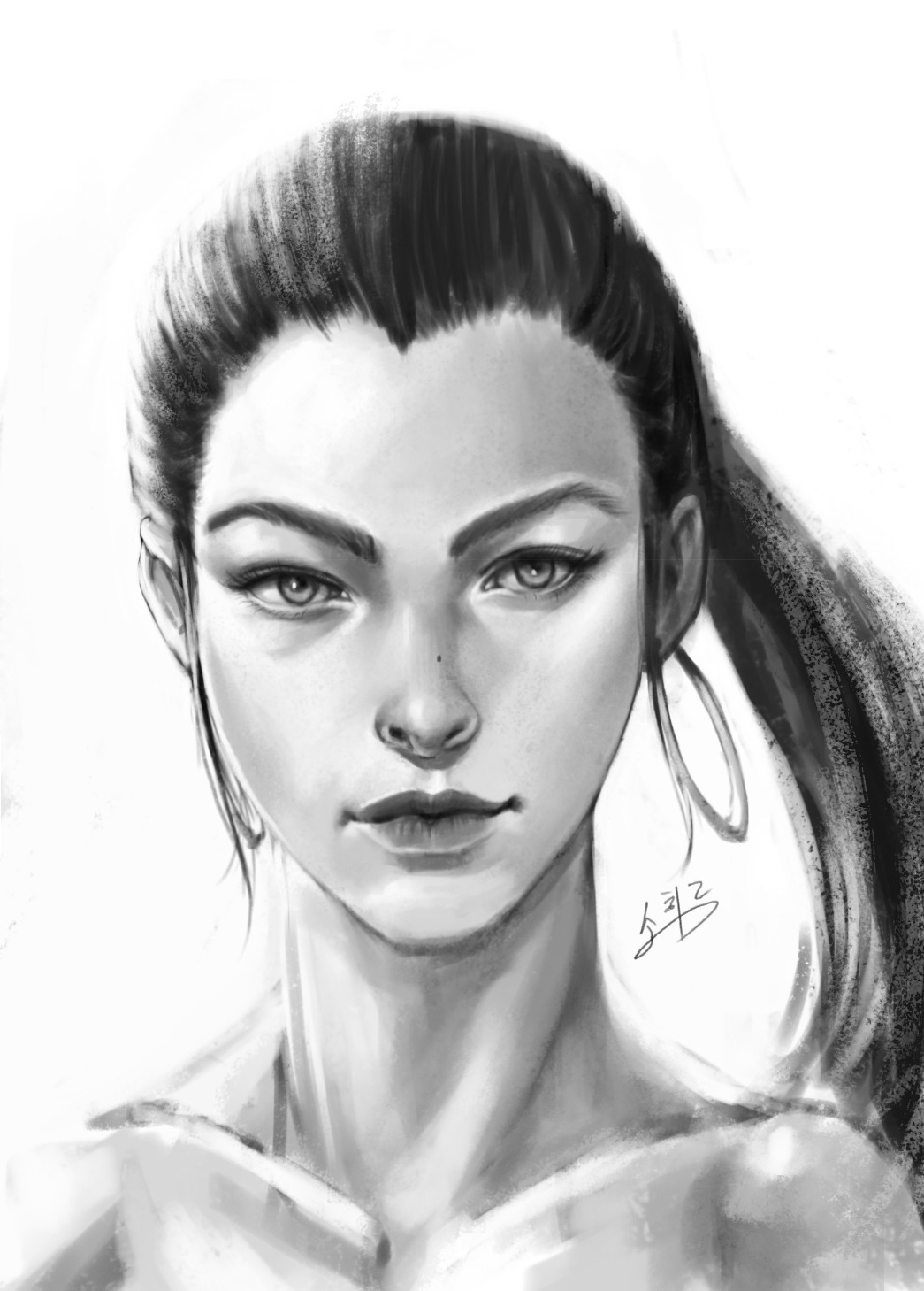 1045x1459 Juseon Bae - Woman Face Sketch