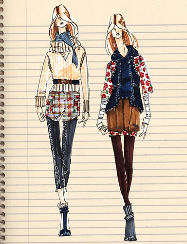 384x500 Fashion Illustration Women Sketch Catie Donhauser - Woman Fashion Sketch