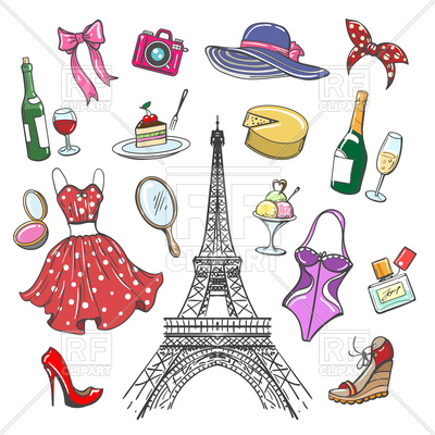 400x400 Colorful Paris Fashion Sketch Collection. Woman Hand Drawn Clothes - Woman Fashion Sketch