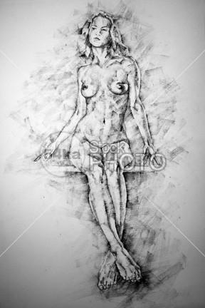288x432 Drawing Female Full Body Sitting Front Pose - Woman Full Body Sketch