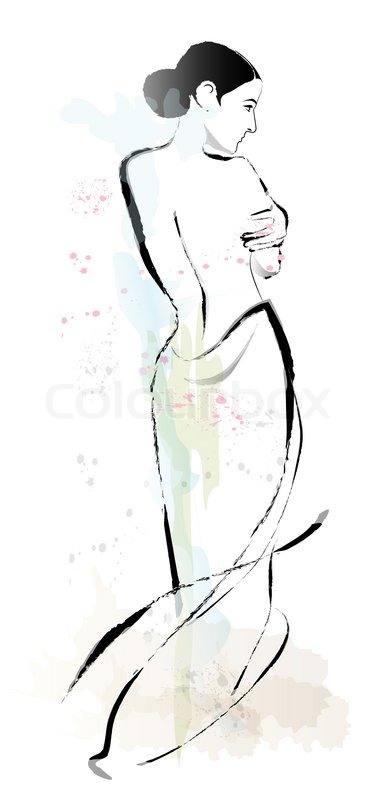 385x800 Freehand Sketch Of Beautiful Girl Stock Vector Colourbox - Woman Hand Sketch