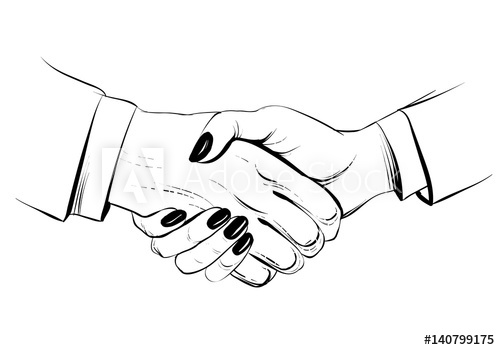500x350 Woman Handshake, Hand Drawn Vector Sketch Illustration - Woman Hand Sketch
