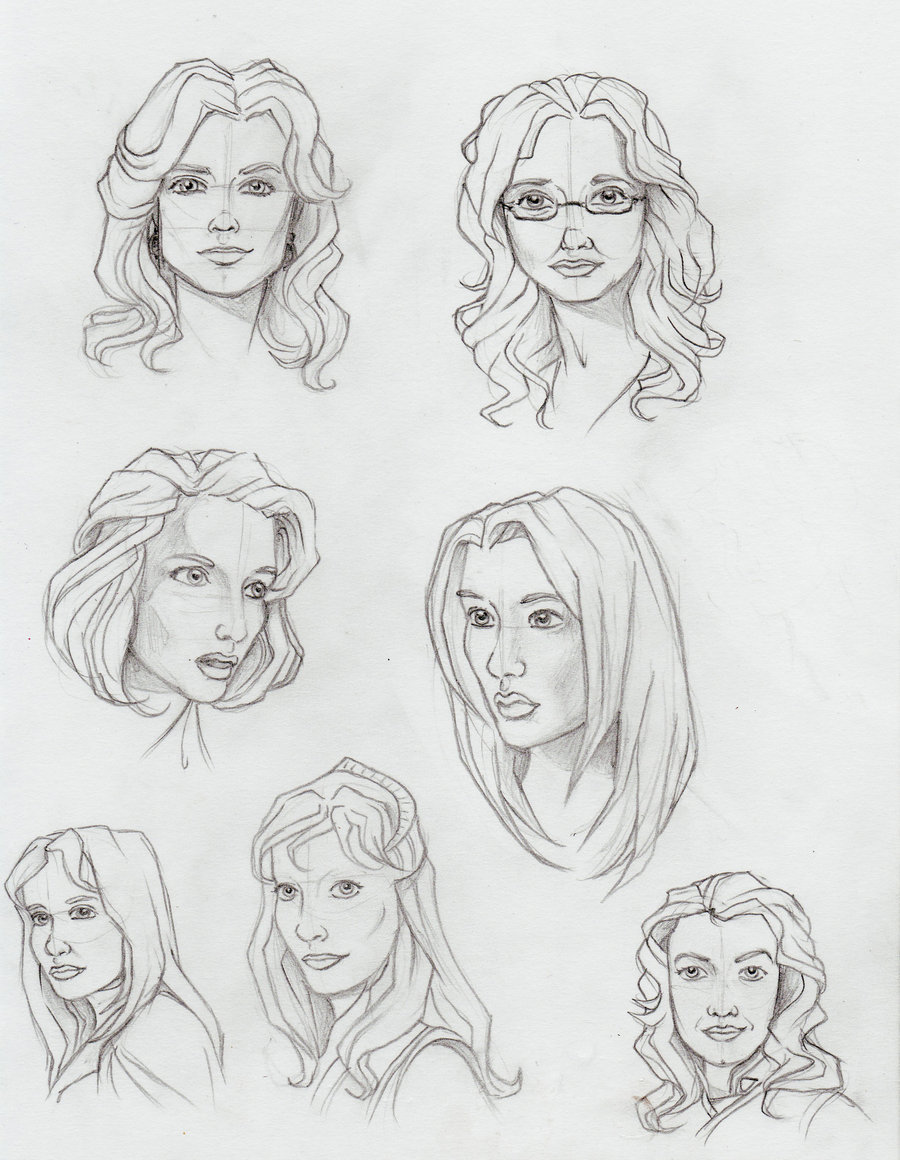 900x1160 Sci Fi Female Head Sketches By Aliceazzo - Woman Head Sketch