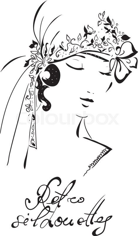 470x800 Stylish Retro Beautiful Bride Model For Fashion Wedding Design - Woman Head Sketch