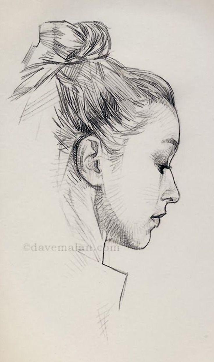 736x1242 David Malan, Pencil {Contemporary Figurative Beautiful Female Head - Woman Head Sketch