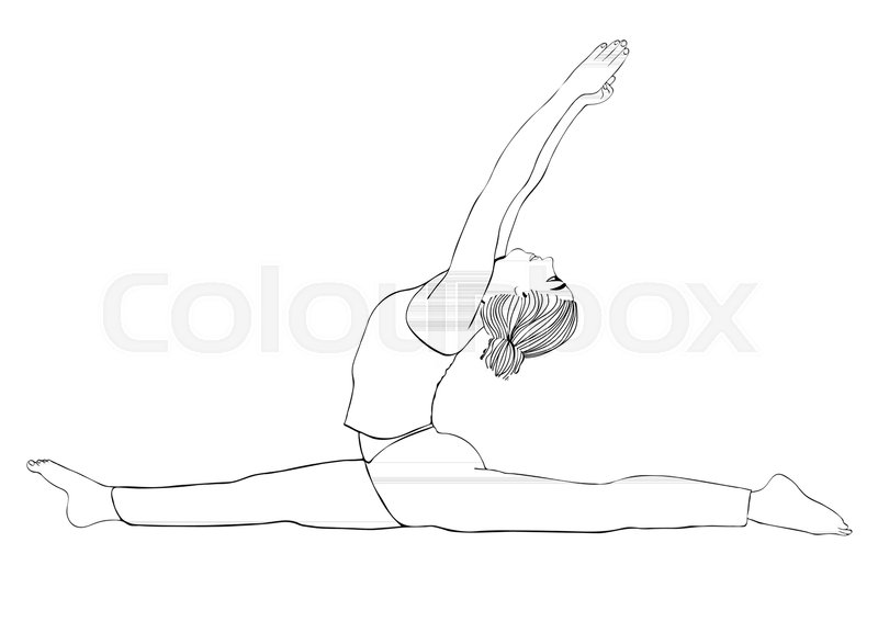 800x567 Yoga Pose, Woman To Do The Splits, Vector Coloring Drawing - Woman Outline Sketch