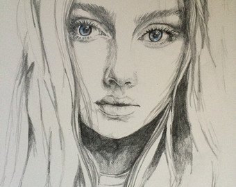 340x270 Pencil Drawings Amp Illustrations Etsy Ca - Woman Portrait Sketch