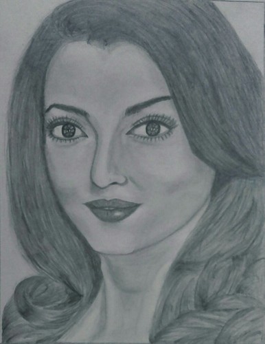 386x500 Portrait Sketch Of Aishwarya Rai, Size A4 Size, Rs 600 Piece - Woman Portrait Sketch