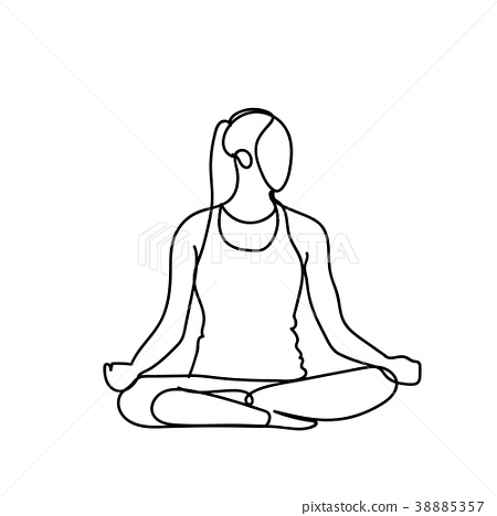 450x468 Joga Pose Silhouette Sketch Woman On White - Woman Silhouette Sketch
